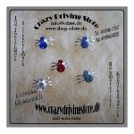 Ohrring , Motiv: Spinne , farbige Glassteine , 3-D