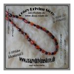 Steinhalskette , Linsenform , Stein: Karneol , Granat