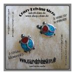 Ohrstecker , Schildkr�te , Zuni , T�rkis , Koralle ,...